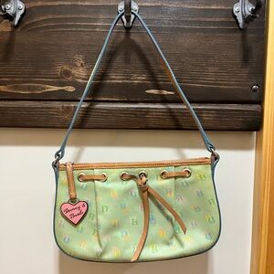 Vintage Y2K Dooney & Bourke Rainbow Monogram Green Shoulder Bag